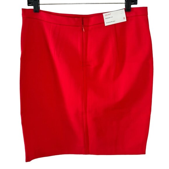 NEW Dalia Collection Red Modern Fit Short Straight Stretch Skirt Low Waist Zip 8 - Picture 2 of 7